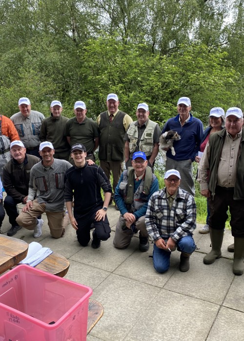 Here's a crew of us Monteith 'capped up' waiting on the arrival of a big French party to arrive on the River Tay. There were 26 guides including myself operating on this June day so I thought I'd grab a quick shot of a few of the gang.