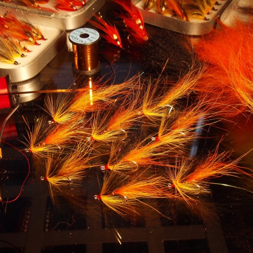 I tied this batch of Monteith 'Copperass' flies for a fishing guest after I demonstrated their effectiveness on the River Tay. I tied these beauties with all due care and attention and was so impressed with what I created I just had to take a quick shot.