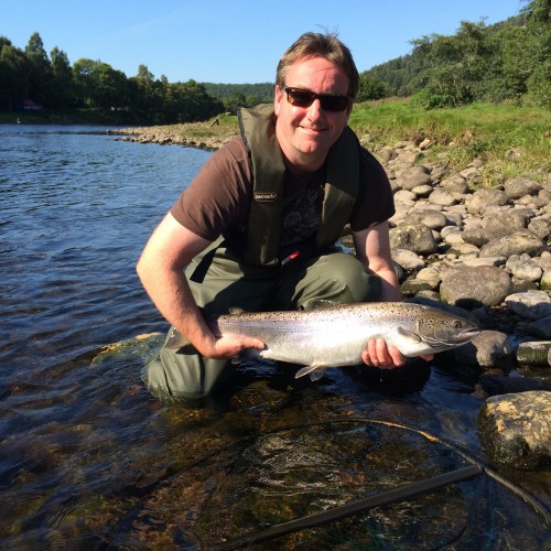 Don't waste your valuable fishing time going through the motions of a conventional salmon pool high water column approach when you know the bright light or warmer water temperature has pushed salmon to the bottom of the pool. This angler fished a very deep fly after 3 other fishers had been through the pool beforehand without success!