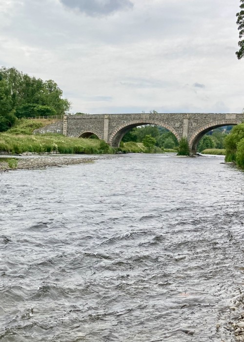 Here's a lovely low water Summer shot of the River Tweed near Galashiels. Look at the beautiful sandstone bridge that spans the river at the top of this beautiful Tweed salmon beat.