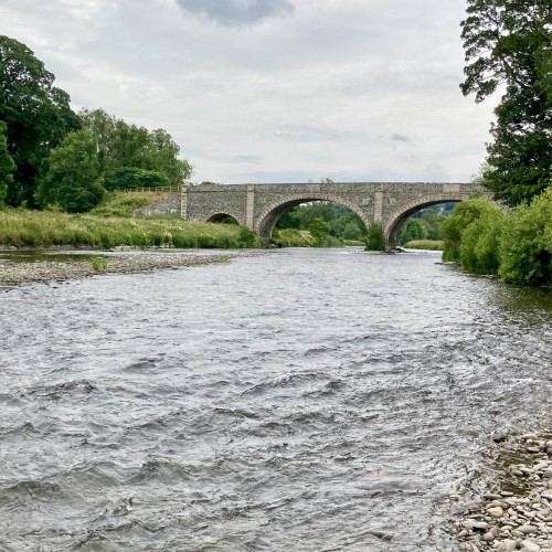 Here's a lovely low water Summer shot of the River Tweed near Galashiels. Look at the beautiful sandstone bridge that spans the river at the top of this beautiful Tweed salmon beat.