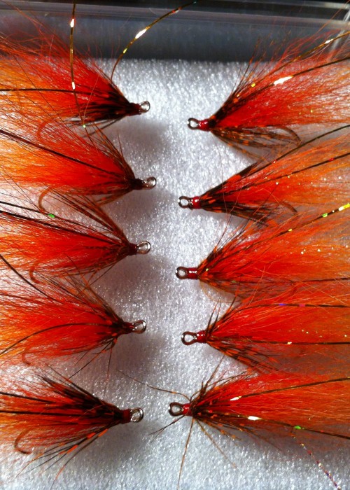 Look at this for perfect seasonal preparation! Here's ten of one of the most deadly salmon fly patterns I've had the honour to create. This is the 'Jock's Shrimp' salmon fly which is a fantastic salmon attractor and especially between late August and mid October on the River Tay in Perthshire.