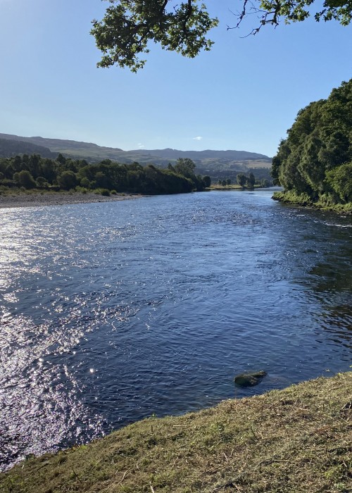 This is my most favourite River Tay salmon fishing hot spot near the mouth of the River Tummel 10 miles north of Dunkeld during some exciting light conditions in June. Check out the perfectly cut riverbank in the foreground which I just love to cut to make this pool look its very best.