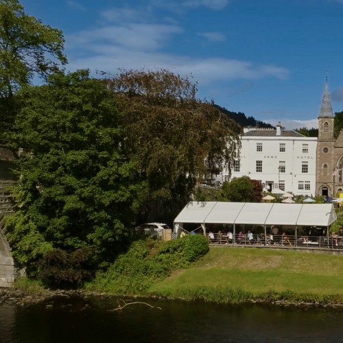 The Atholl Arms Hotel is located right beside the beautiful River Tay in the Perthshire town of Dunkeld. This entire area of the River Tay Valley is highly popular for visitors & tourists as is staying at this wonderful family owned, award winning hotel.